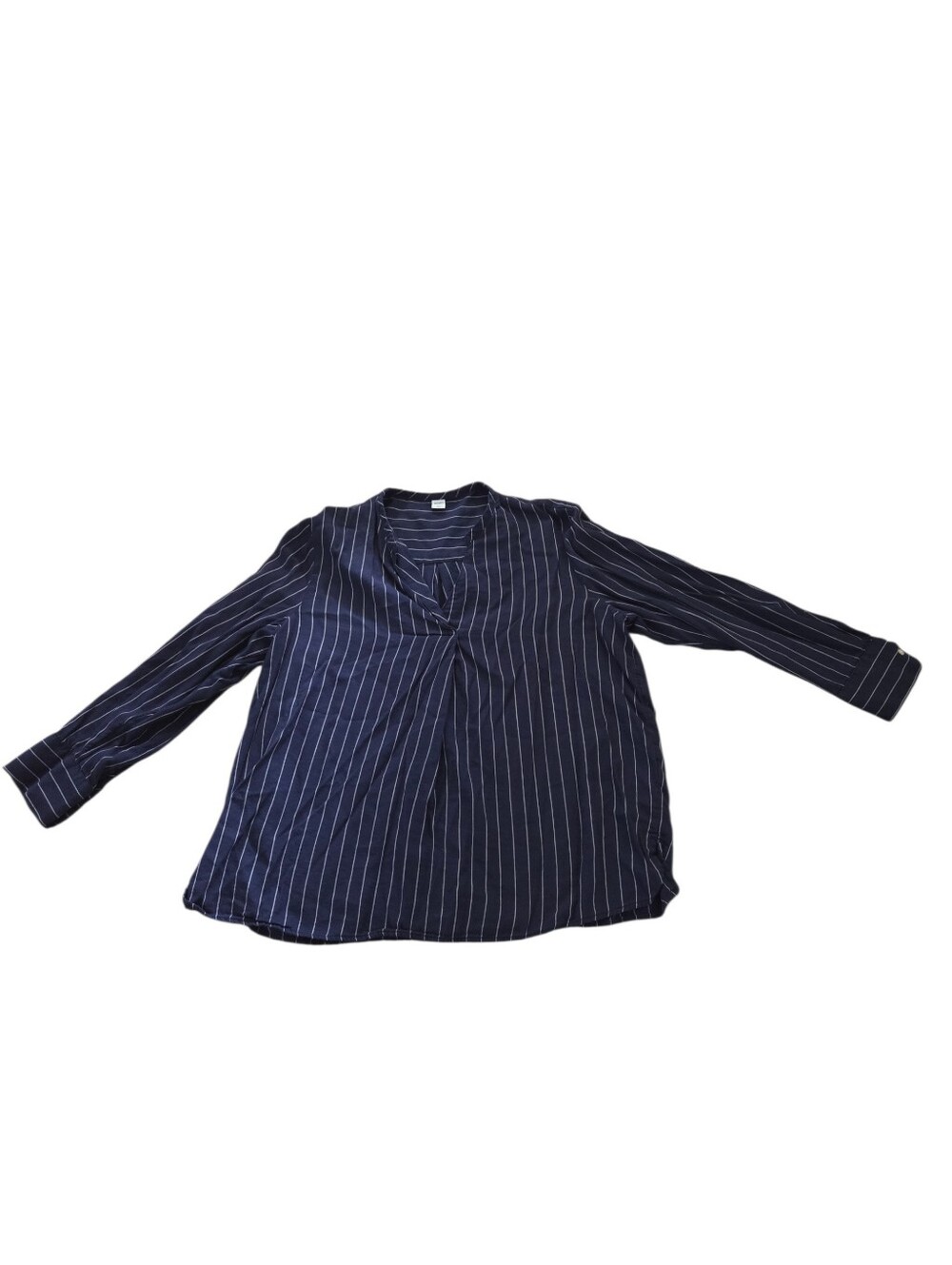 Old Navy navy/white striped long sleeve dress shirt, L. EUC.